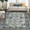 Machine Washable Faux Wool Vintage Floral Printed Area Rug Ultra Thin Low Pile Non Slip Non Shedding Indoor Carpet - 2 of 4