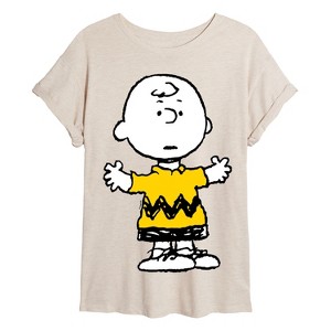 Women's - Peanuts - Charlie Brown Standing- Women's Oversized Graphic T-Shirt Oversized Graphic T-Shirt - 1 of 4