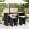 vidaXL Patio Bar Stools with Cushions - 4 pcs Black Poly Rattan - Weather-Resistant, Robust Steel Frame, Thick Cushions - Ideal for Garden/Deck - 2 of 4