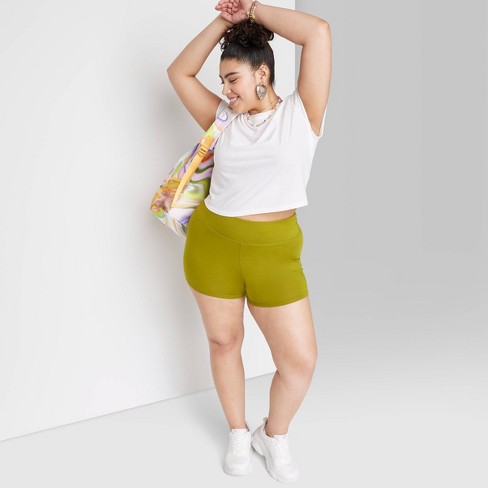 Women's High-Rise Shortie Bike Shorts - Wild Fable™ Green Apple XXL