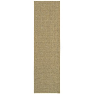Captiv8e Designs Kokomo Textured Basket Weave Solid Tan Indoor/Outdoor Rug - 1 of 4