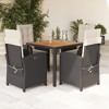 vidaXL 5 Piece Garden Dining Set with Cushions Adjustable Armrests Black Poly Rattan Outdoor Table and Chairs for Patio Balcony Furniture - 2 of 4