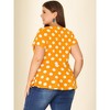 Agnes Orinda Women's Plus Size Polka Dots Fashion Workout Elegant Short Sleeves Peplum Top - 4 of 4