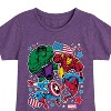 Girls' - Marvel - Avengers America Stickers Style Fitted Short Sleeve Graphic T-Shirt - 2 of 4