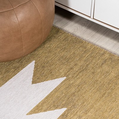 Ivory Moss Minimalist Geometric Synthetic Area Rug