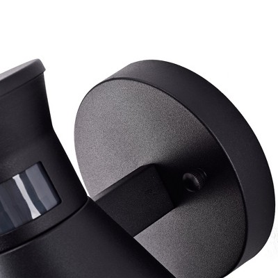 Modern Dual-Cone Black Outdoor Wall Sconce with Motion Sensor