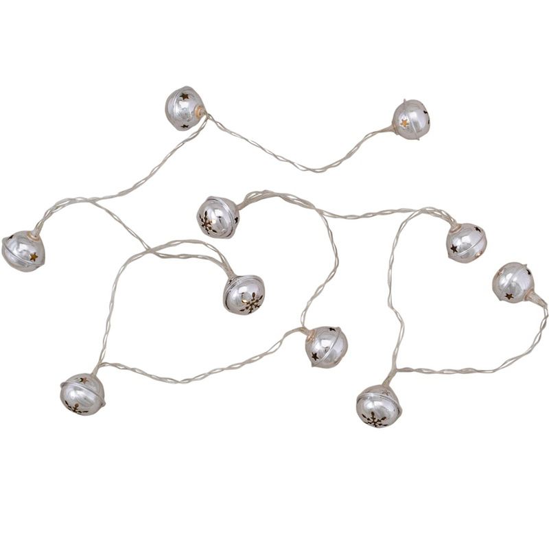 Northlight 10-Count LED Silver Christmas Bells Fairy Lights, 5.5ft, Copper Wire, 5 of 7