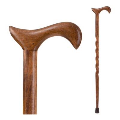 Brazos Twisted Wood Grain Wood T-Handle Cane 34 Inch Height