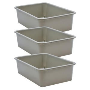 Teacher Created Resources Gray Large Plastic Storage Bin, Pack of 3 - 1 of 1