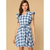 Allegra K Women's Casual Ruffled Sleeve A-Line Vintage Gingham Check Dress - 2 of 4