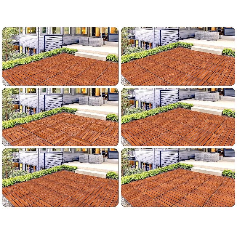 Flybold 12'' x 12'' Acacia Wood Patio Flooring Interlocking Deck Tiles - 10 Pack, 3 of 4