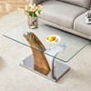 NicBex Modern 39.4" Rectangle Coffee Table with Glass Top for Living Room and Office - 3 of 4