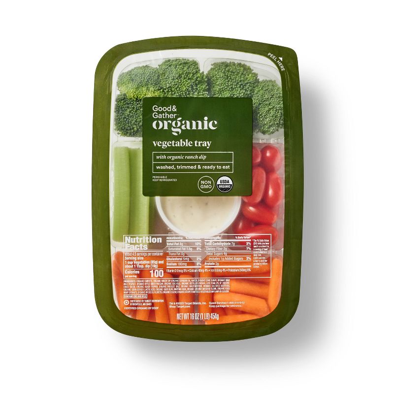 Organic Vegetable Tray with Organic Ranch Dip - 16oz - Good &#38; Gather&#8482;, 1 of 6