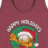 Women's - Garfield - Happy Holidays Wreath Graphic Racerback Tank - 2 of 4