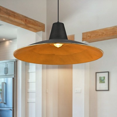 LLHZSY Industiral Black Gold Dome Pendant Chandelier Lights for Kitchen Island Dining Room - W 25 3/5"