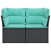 vidaXL Patio Sofa with Cushions - 2-Seater Outdoor Loveseat, Black Poly Rattan, UV-Resistant - 4 of 4