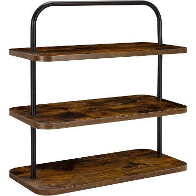 Rustic wooden cupcake stand with a three-tier design and portable structure, accommodating up to 50 cupcakes perfect for parties.
