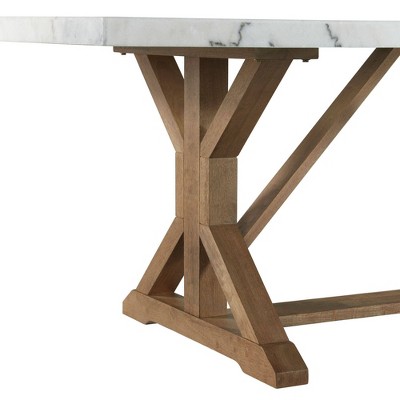 Transitional Beige and Gray Marble Rectangular Dining Table