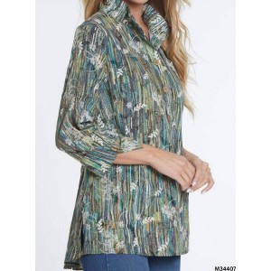 Women's Wire Collar Hi Lo Shirt - Multiples - 1 of 3