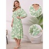 INSPIRE CHIC Women's Floral Casual Summer Ruffle Sleeve V Neck Beach Boho A Line Midi Dresses - 2 of 4