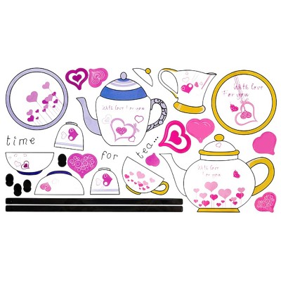 Slickblue Decorative Tea Party Wall Sticker – Waterproof Vinyl Decal for Kitchen & Dining Rooms, 13x23.5"
