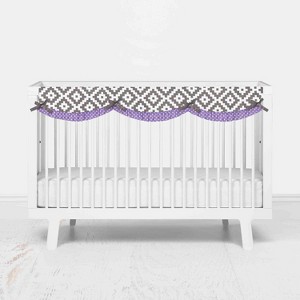 Bacati - Love Gray/Lilac Stripes Long Side Crib Rail Guard Cover - 1 of 4