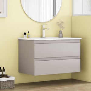 KTMBDW Floating Bathroom Vanity 32 Inch Wall Mounted Bathroom Vanity with Ceramic Basin Sink Bathroom Cabinet with 2 Drawers for Bathroom - 1 of 4