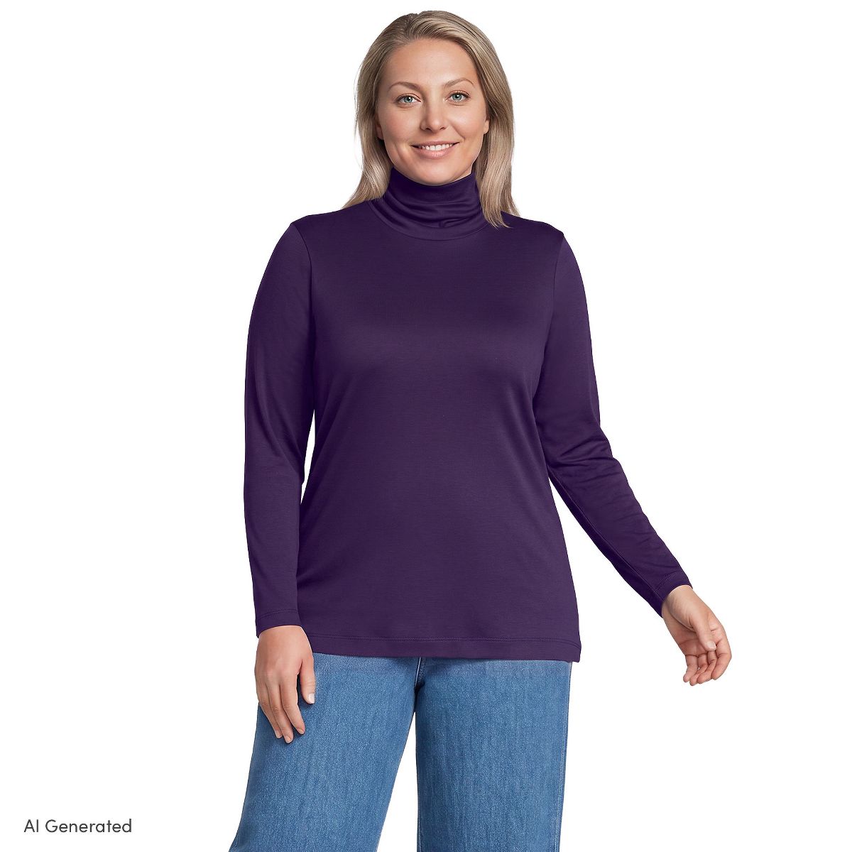 Lands' End Women's Supima Cotton Fitted Long Sleeve Turtleneck - thumbnail 6