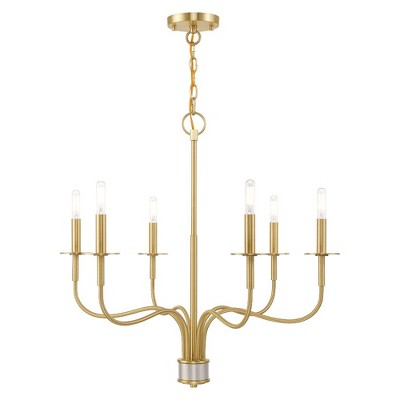 Livex Lighting Lisbon 6 - Light Chandelier in  Satin Brass
