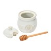 Storied Home Farmhouse Embossed Stoneware Honey Pot with Wood Honey Dipper - 4 of 4