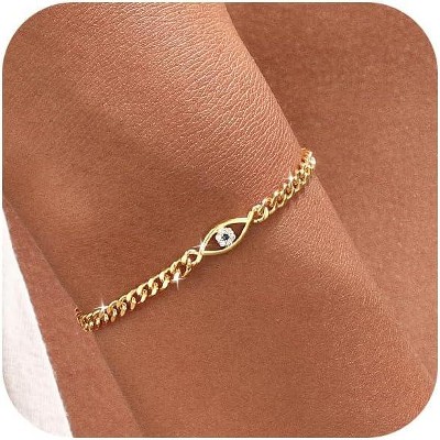 Dainty Gold Bracelet for Women 18K Gold Plated Tennis Evil Eye Cross Bracelet Trendy Classic Festival Jewelry Gifts
