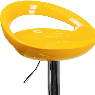 Yellow Acrylic Adjustable Swivel Barstool with Chrome Base