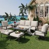 EROMMY 7 PCS Outdoor Metal Conversation Set With 360° Swivel Rocking Chairs, Sofa, Coffee Table&Ottoman For Patio, Garden, Deck Or Poolside - 2 of 4