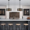 ALOADECOR 14 in. 3-Light Industrial Drum Chandelier Farmhouse Lantern Pendant Light with Matte Black Open Cage Shade - 2 of 4