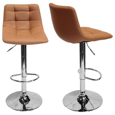 Mandy Faux LeatherAdjustable Swivel Bar Stool in Tan (Set of 2) - Best Master Furniture