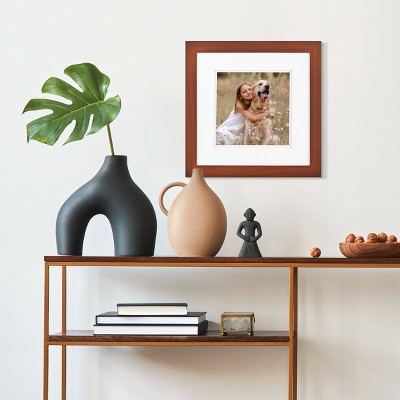 12x12 Walnut Wood Picture Frame with Double White Mat
