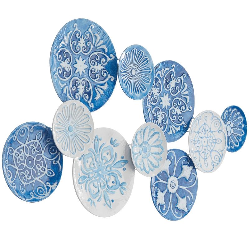 Metal Plate Wall Decor with Embossed Details Blue - The Novogratz, 5 of 6