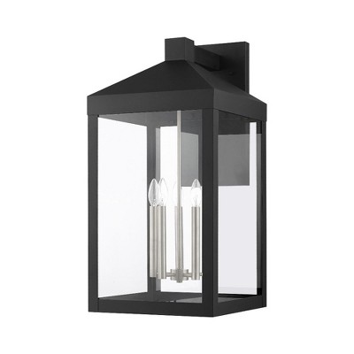 Black and Brushed Nickel 5-Light Outdoor Wall Lantern