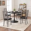 Racxily 4-Piece Metal Dining Chairs ¨C PU Leather Seats Steel Legs, High Back Armless Grey Chairs for Kitchen/Living Room - 2 of 4