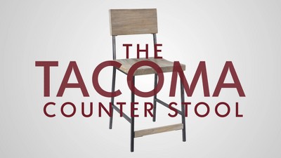 Tacoma 24.8" Black Wood and Metal Counter Stool