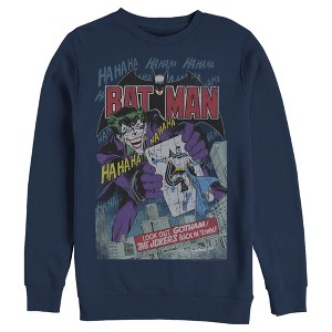Men's Batman Joker Vintage Card Sweatshirt - 1 of 3