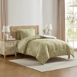 Nestl Bed in a Bag, 7pc Comforter Set Botanical Design, Modern Comforter Sets with Sheets, Bed in a Bag Bed Set - 1 of 4
