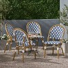 Christopher Knight Home Louna 4pk Outdoor French Cafe Chairs with Bamboo Finish - Blue/White - image 2 of 4