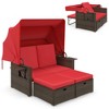 Costway Outdoor Patio Rattan Daybed with Retractable Canopy & Adjustable Backrests Beige/Red/Blue - 2 of 4