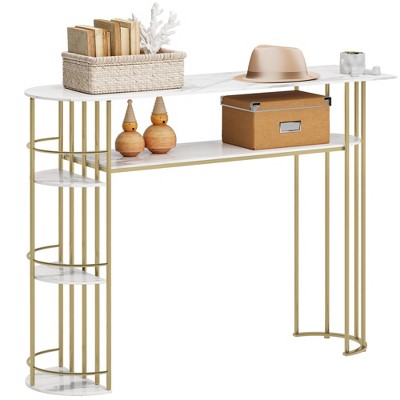 Console Table, Sofa Tables Gold Narrow Entryway Table with Drawer and Storage