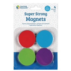 Learning Resources Super Strong Magnets 4 Vibrant Colored Magnets Hang on Whiteboards or Refrigerators: Metal, Teaching Aid, Age 5+ - 1 of 4
