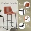 FURNIinspire Counter And Bar Stools Armless Faux Leather Barstools With Metal Legs And Footrest, Dining Chairs For Kitchen, Brown, 20"*19"*39" - 4 of 4