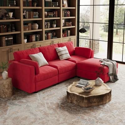 Modular Sectional Sofa, L-Shaped Convertible Sectional Couches with Ottoman, Oversized Modular Couch for Living Room