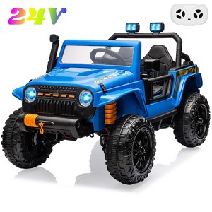 Jojoka 24V Ride on Truck Car for Kids, Battery Powered 4*55W Motor Electric Toys with Remote Control, 2 Seatl, Spring Suspension, Bluetooth, 3 Speeds - 1 of 4