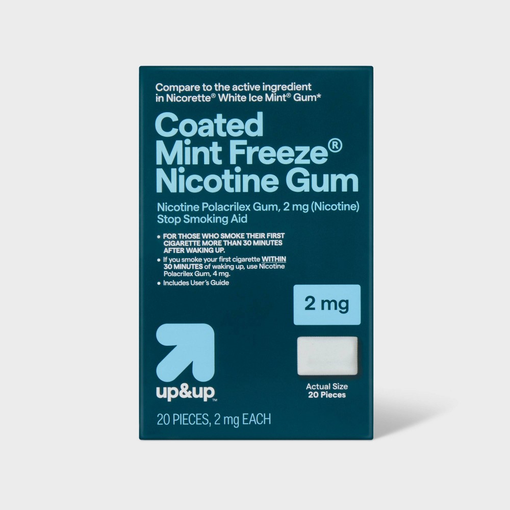 Coated Nicotine 2mg Gum Stop Smoking Aid - Mint Freeze- 20ct - up&up™